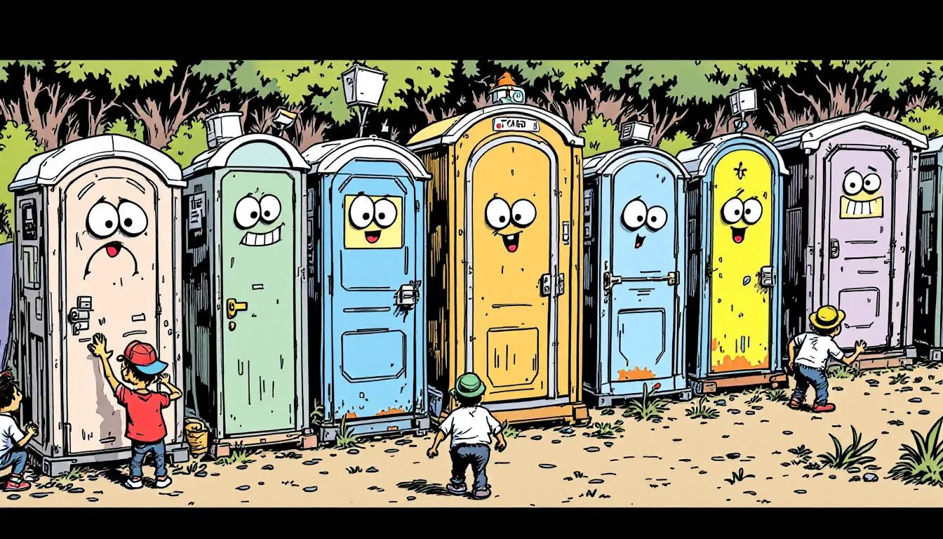 A selection of used portable toilets available for sale.